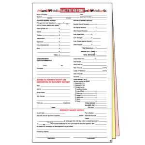 Vacate Report Form - 3-Part