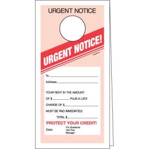 Door Hanger - Urgent Notice 2 Part