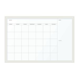 White Frame Dry Erase Calendar Board