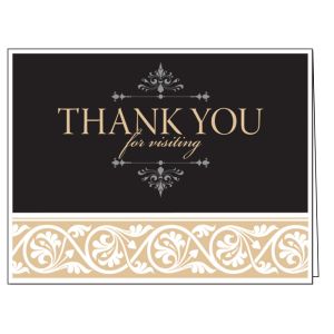 Thank You for Visiting Card - Black and Tan Scroll