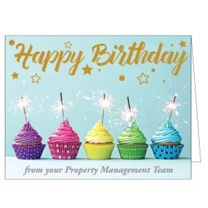 Happy Birthday Card - Colorful Cupcakes