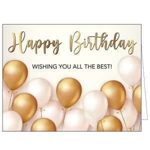 Happy Birthday Card - Gold Balloons