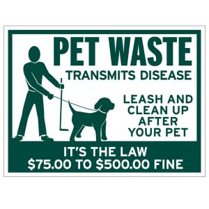 Pet Waste Bandit Sign - "$75.00 to $500.00" Fine