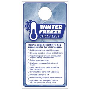 Freeze Warning Door Hanger - Winter Freeze Checklist