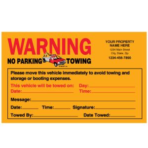 Custom Parking Violation - Fluorescent Orange - Heavy Duty Adhesive