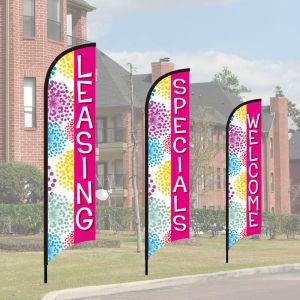 Wave Flag Kits - Colorful Blooms - Pink