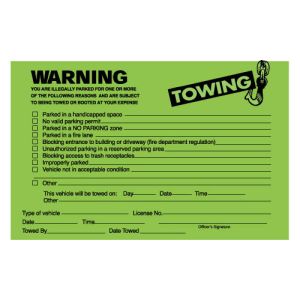Parking Violation Stickers - Tow Warning