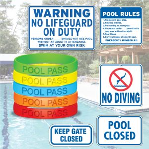 Kit includes 400 pool passes and five signs