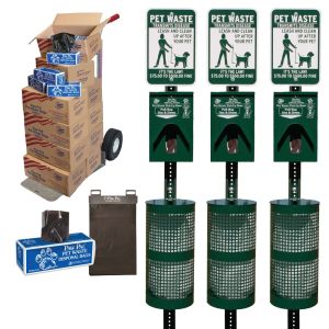 Best in Show 3 Metal Pet Waste Station and Bags Bundle