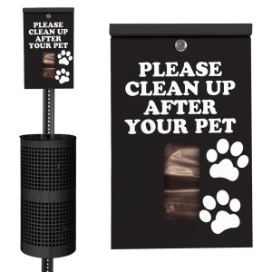 Designer Pet Waste Station - Black Paw Prints