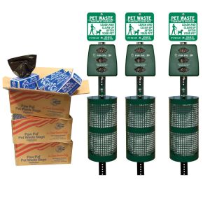 Combo 3 Pet Waste Stations and Bags Bundle