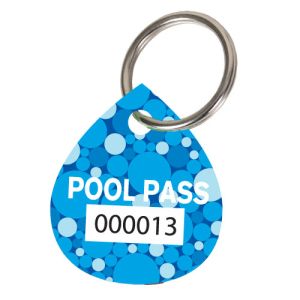 Pool Pass Key Tag Kit - Blue Bubbles - Water Drop