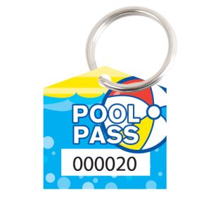 Pool Pass Key Tag Kit - Beach Ball - House Shape