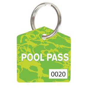 Pool Pass Key Tag Kit - Lime Waves - House Shape