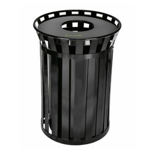 Outdoor Metal 38 Gallon Slatted Trash Can