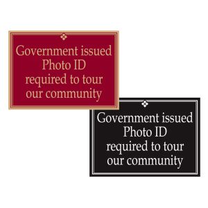 Interior Sign-Government Issued Photo ID Required Plastic Sign