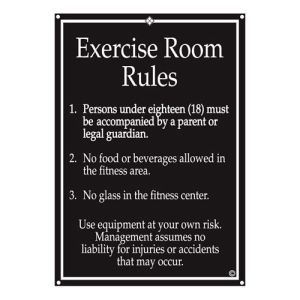 Interior Signs - "Exercise Room Rules" Plastic