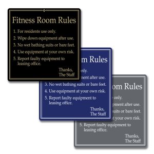 Fitness Room Rules Interior Sign 