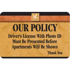Interior Sign-Drivers License Required Plastic Sign-Sedona