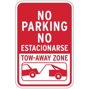 No Parking Signs - English/Spanish Tow Away Zone 