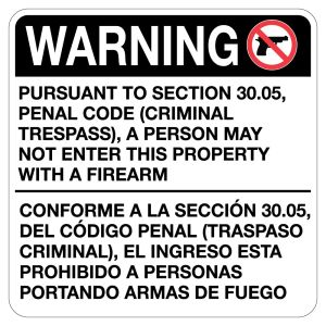 Warning Signs - Gun Warning Bilingual Texas