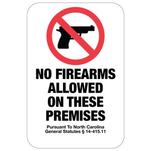 Warning Signs - No Firearms North Carolina