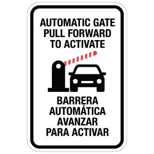 Automatic Gate Signs - Activate Pull Forward Bilingual 