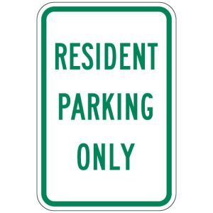 Resident Parking Signs - "Resident Parking Only"