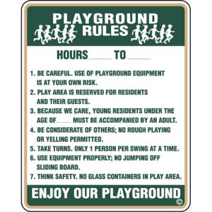 Playground Rules Sign - "Enjoy Our Playground"