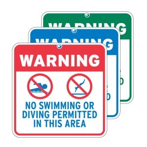 Pool Signs - "Warning No Swimming or Diving"