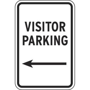 Visitor Parking Signs - Left Arrow - Black
