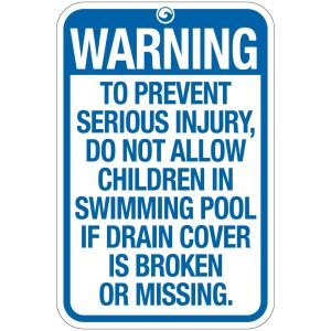 Pool Sign - "Drains" - Mississippi