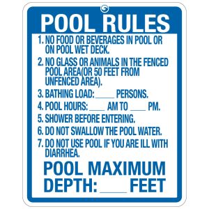 Pool Sign - "Pool Rules" - Florida