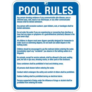 Pool Sign - "Pool Rules" - New Jersey