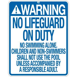 Pool Sign - "No Lifeguard" - Missouri and South Dakota
