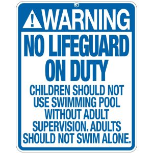 Pool Sign - "No Lifeguard" - North Carolina