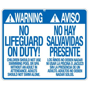 Pool Sign - "No Lifeguard" - Bilingual