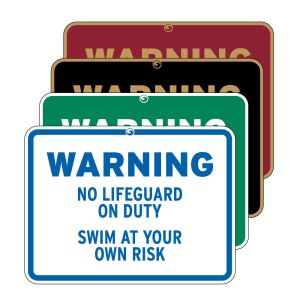 Pool Signs - "Warning No Lifeguard on Duty"