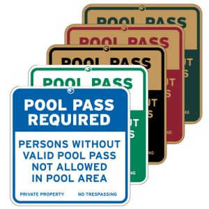 Pool Signs - "Pool Pass Required"