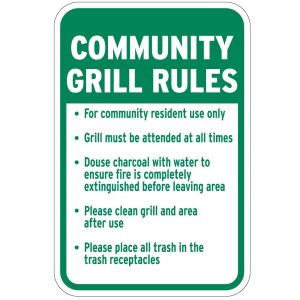 Grill Signs - "Community Grill Rules" - Charcoal