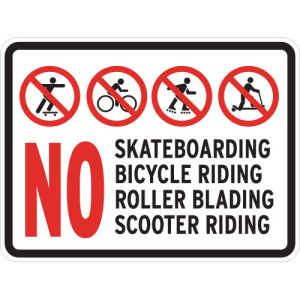 Property Rules Signs - "No Skateboarding" Symbols