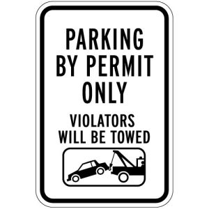 Parking Signs - "Parking by Permit" Tow Symbol