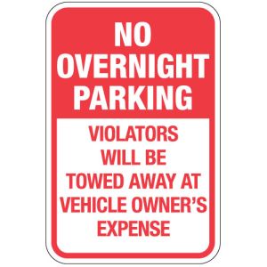 Parking Signs - "No Overnight Parking"