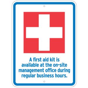 Pool Sign - "A First Aid Kit Is Available"