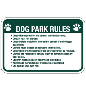 Dog Park Sign - "Dog Park Rules" Paw Prints