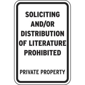 Private Property Signs - "Soliciting Prohibited"