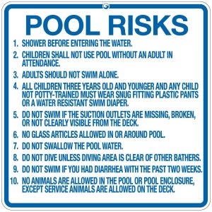 Pool Sign - "Pool Risks" - Georgia