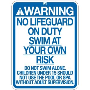 Pool Sign - "No Lifeguard" - Maryland