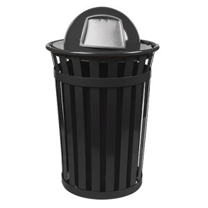 Steel Trash Cans - 36 Gallon - Wide Slat Dome Lid