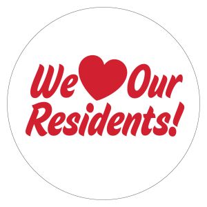 2" Circle Sticker - We Love Our Residents